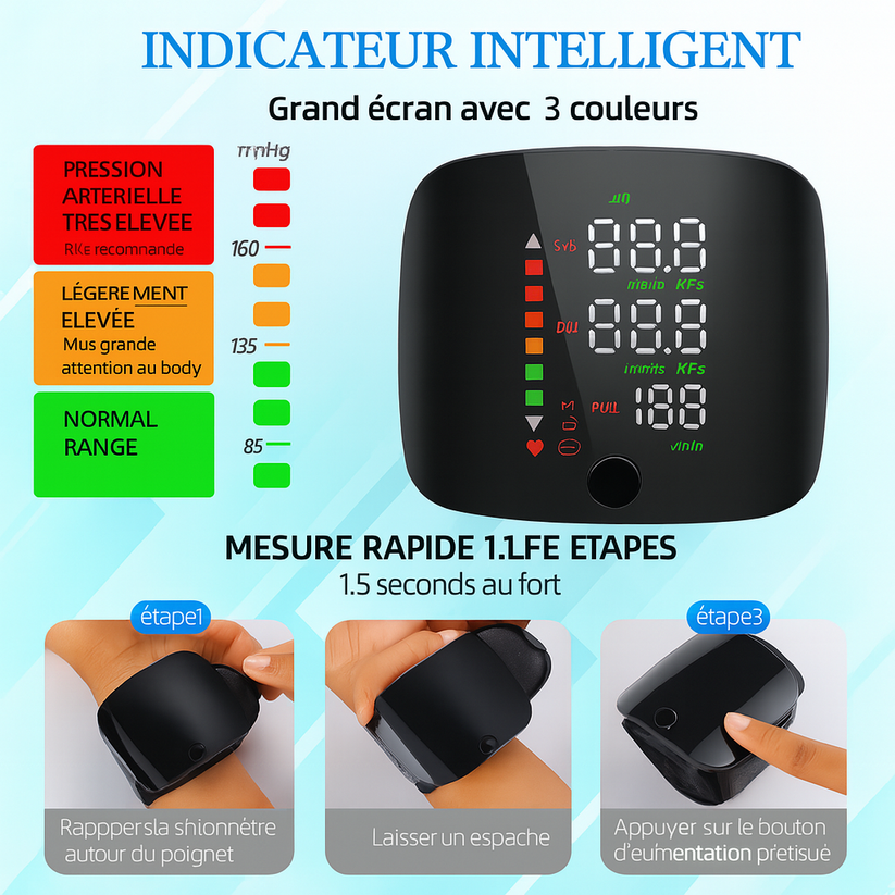 🩺 Tensiomètre de Poignet Rechargeable – Surveillez Votre Tension Depuis La Maison
