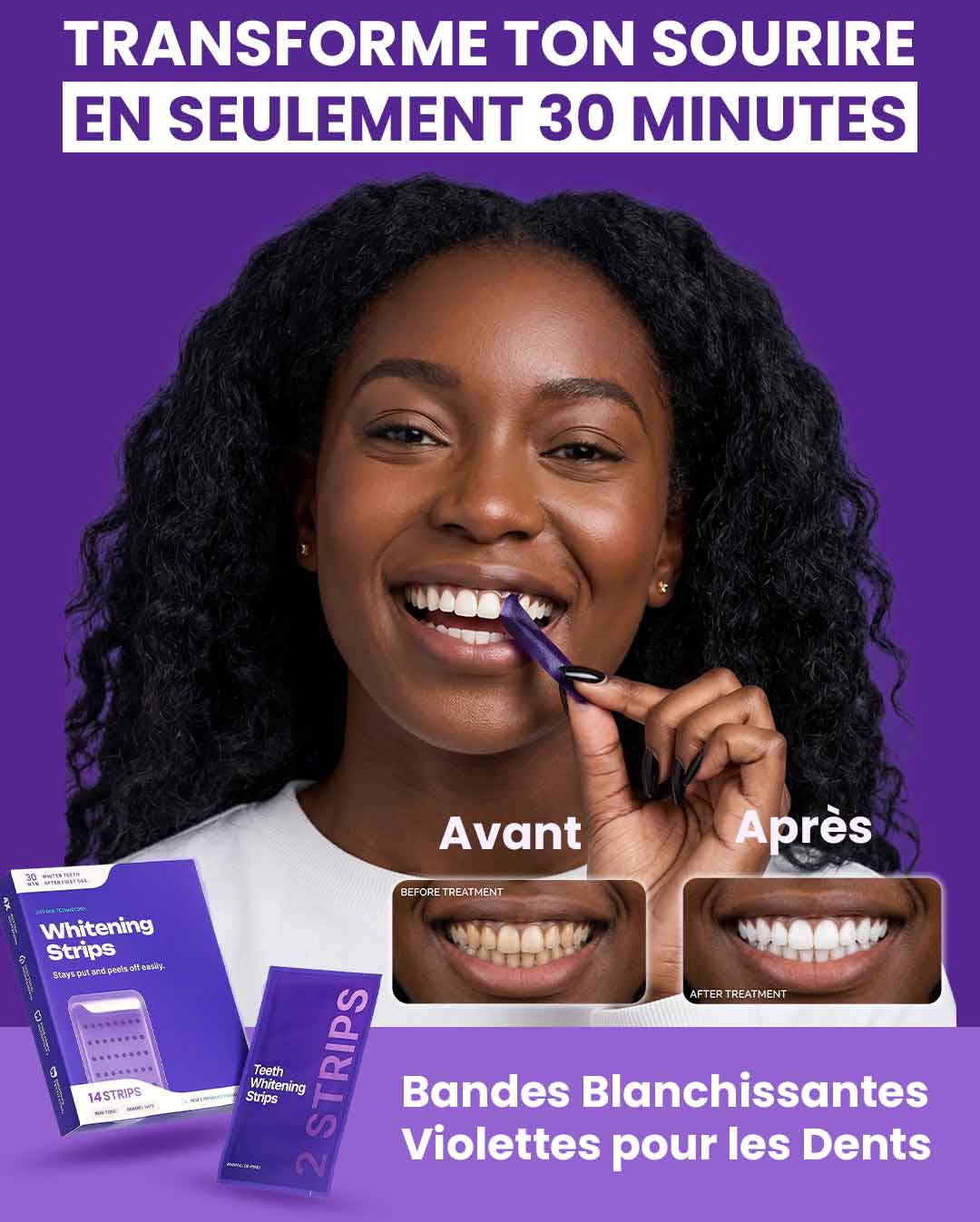 Bandes Blanchissantes Violettes pour les Dents